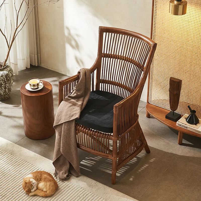 

Asia Rattan Chair Balcony Indonesian Handmade Rattan Leisure Chair Home High Back Office Chair