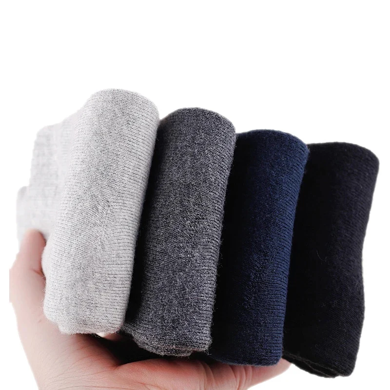 Brand 100% Cotton Men Socks High Quality 5 Pairs Thicken Warm Business Socks Black Autumn Winter For Male Thermal