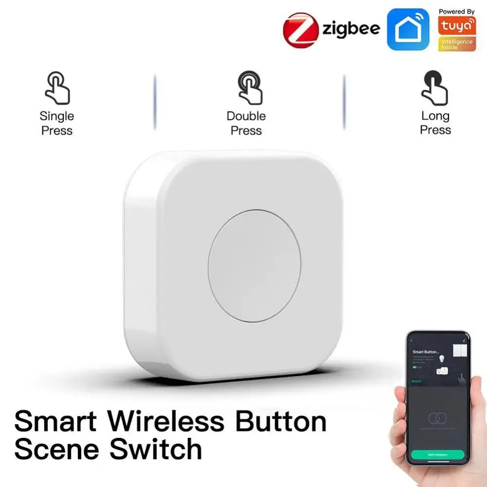 Tuya Wireless Mini Switch Zigbee Smart Scene Switch One Key Control Button Smart Remote Control Home Automation