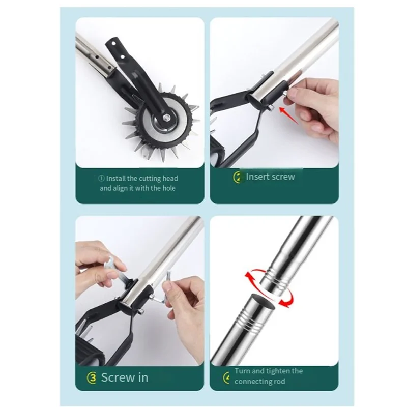 

【Rushed】Wheel Rotary Edger, Manual Edger Lawn Tool,Adjustable Length With Sturdy 4-Section Stainless Steel Lawn Edger Tool