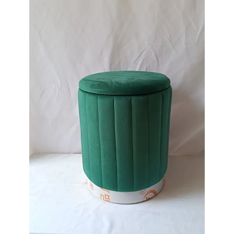 Storage Ottoman Bench Velvet Fabric Foldable Seat Stool Emerald Green Vintage Footrest with Lid Home Decor Storage Stool