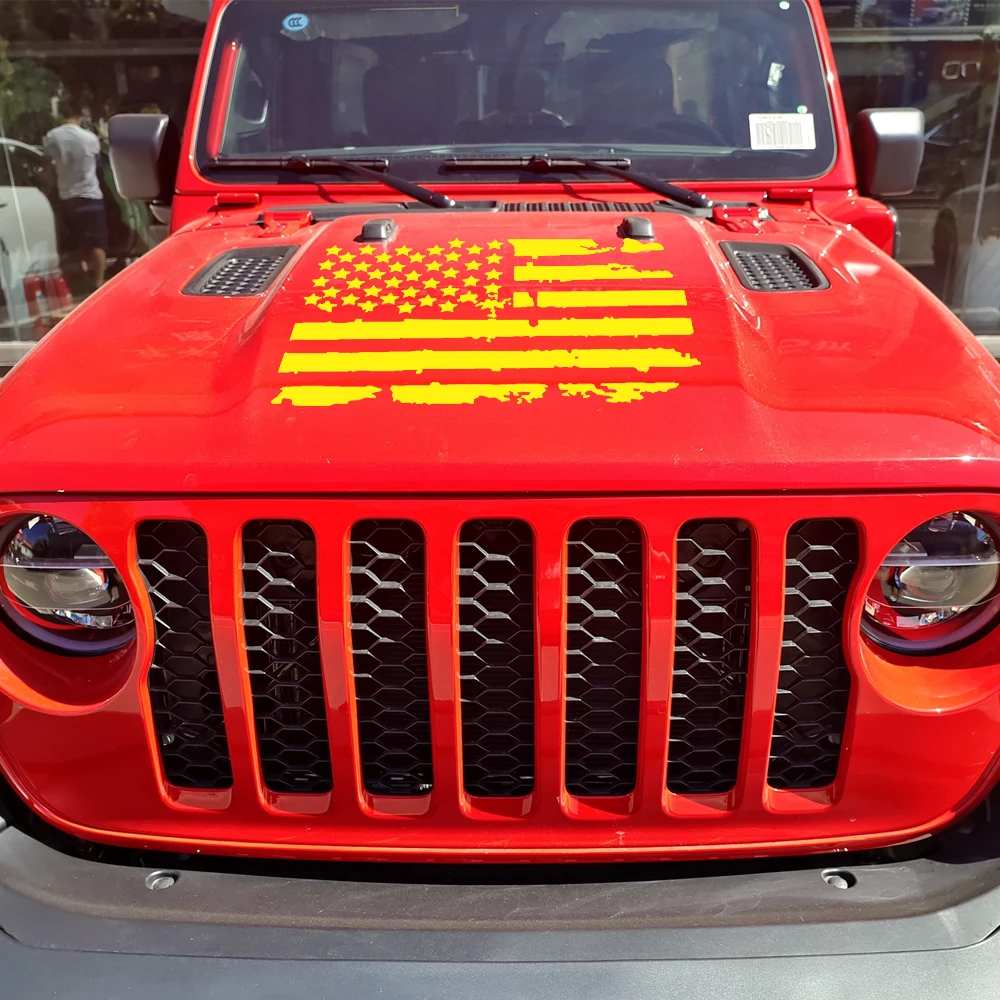 Bandeira EUA Tuning Acessórios Do Carro, Capuz Adesivo para Jeep Wrangler TJ LJ JK, Decalque Vinil, Caminhão, DIY, Impermeável, Novo