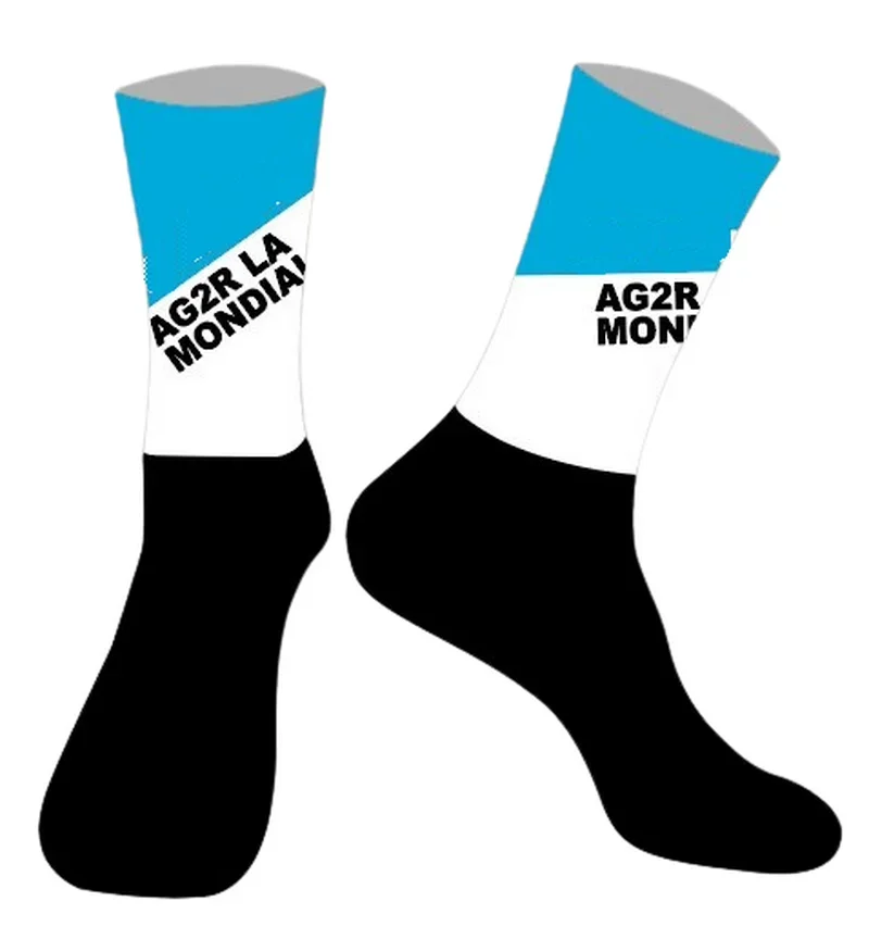 LASER CUT ONE PAIR 2024 AG2R ISRAEL ACADEMY BAHRAIN TEAM Cycling Socks Antislip Bike Racing MITI Breathable FOR Men and Women