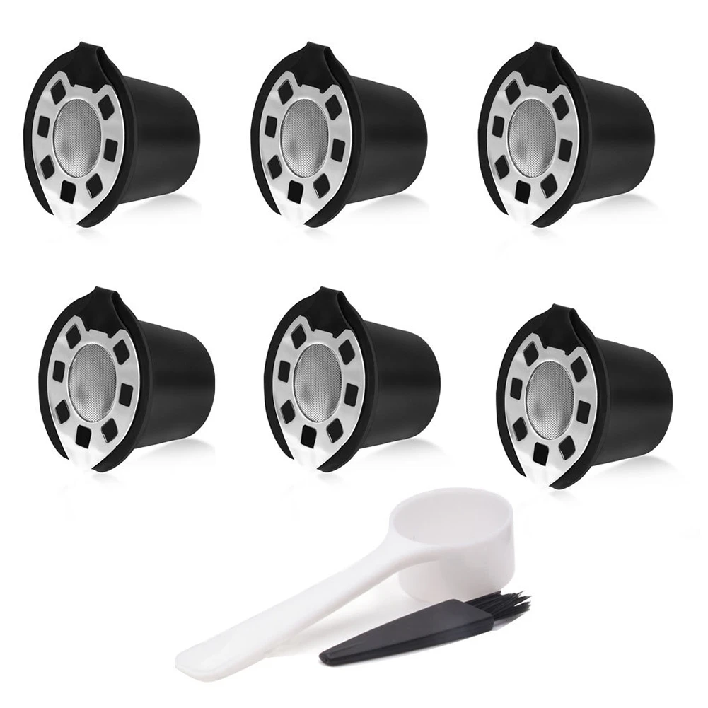 

Coffee Filters for Nespresso Stainless Steel Mech Refillable Coffee Capsule Pod Dripper Basket Cup Cafeteira Black 6PCS