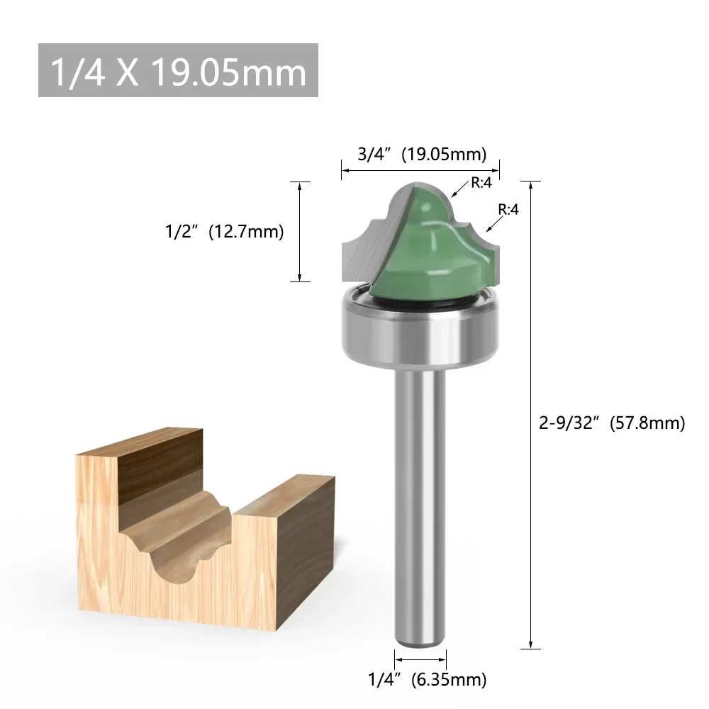 1pc 6.35mm Shank Double Roman Ogee Edging Router Bit Bearing Wood Line Knife Milling Cutter for Wood Hobbing