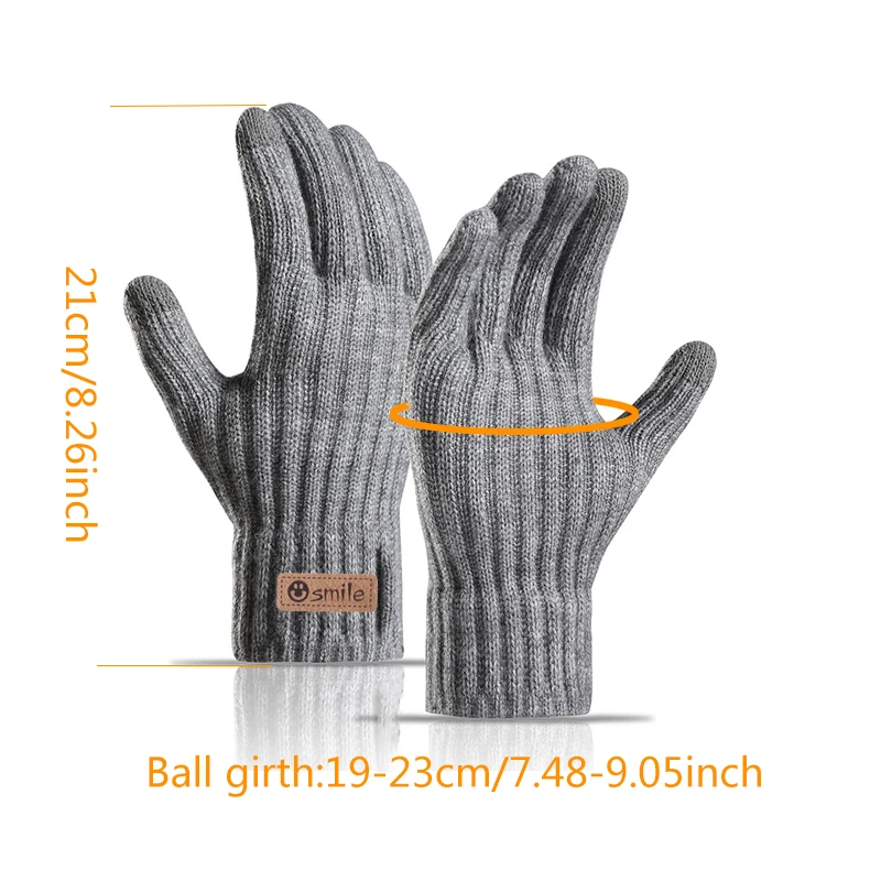 2024 new men\'s warm gloves winter touch screen plus fleece gloves cold warm wool knitted gloves