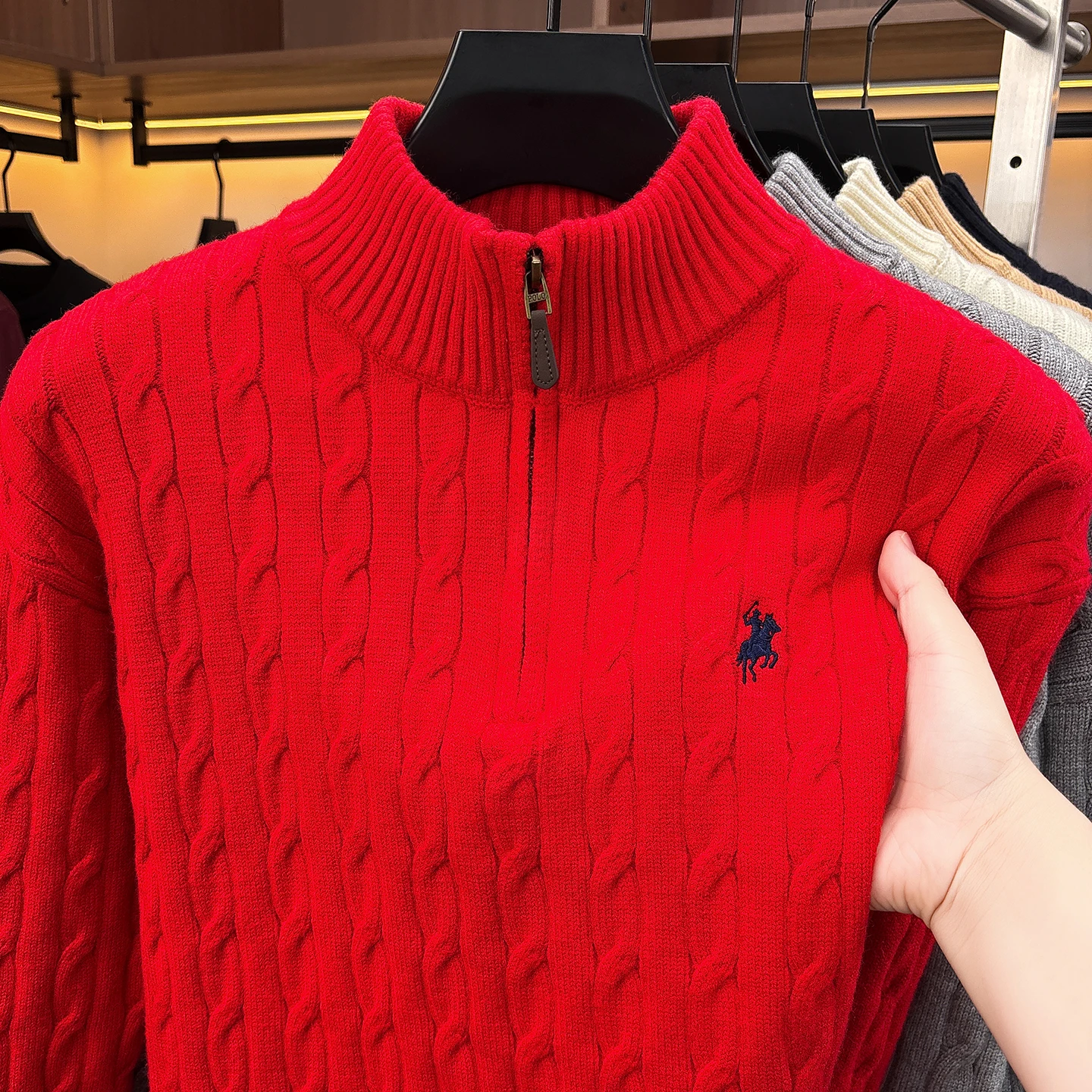 High-End Mode Reißverschluss Kragen Pullover Männer Mode Zipper Marke Paul Pony Stickerei Design Herbst Winter Komfort Warm Stricken Sweater – Detail 21