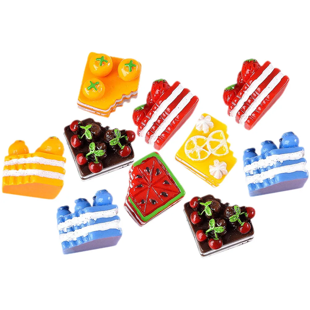 

10 Pcs Miniature Dessert Cake Resin Accessories Fake Food Decor House Models Hair Clip Charms Craft Supplies Sewing Items