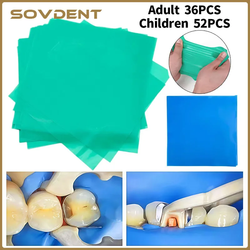 36/52Pcs Dental Rubber Dam Natural Rubber Latex Barrier Dam Dental Dam Sheet 5*5/6*6