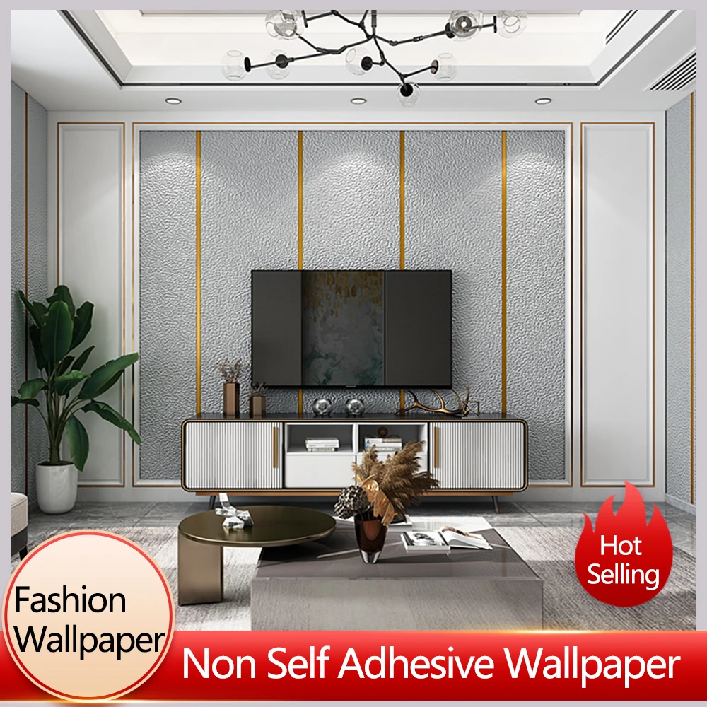 1Roll New Modern Simple Large Spacing Striped Wallpapers Deerskin Velvet Bedroom Living Room Thickening Wallpaper 3D