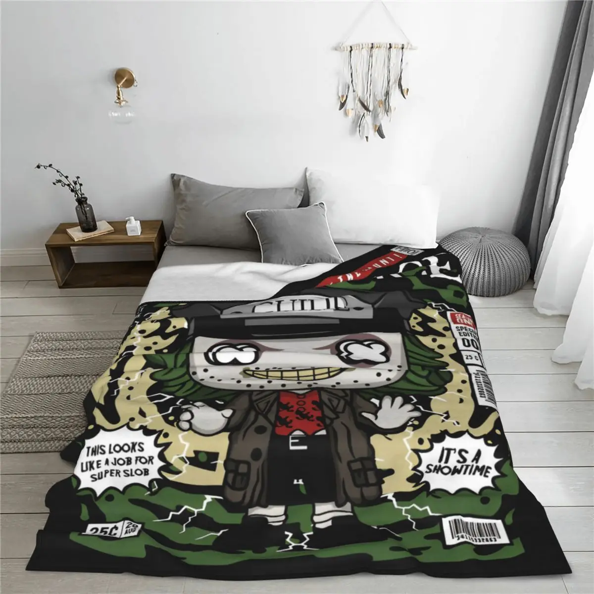 B-Beetlejuice Spooky Movie Ghost Flannel Throw Blankets Halloween Horror Blanket for Sofa Office Ultra-Soft Bedding Throws