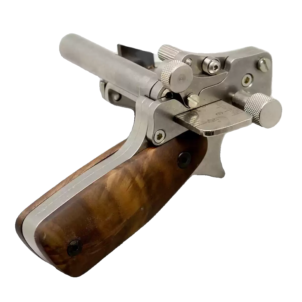 Adjustable stainless steel leather cutting tool equipped with a dual-scale ruler, covering metricand imperial scales from10-60MM