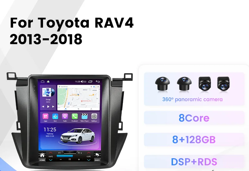 radio car audio system camera 360 car For Toyota RAV4  DSP Screen Car Player estereo para carro touch Wifi