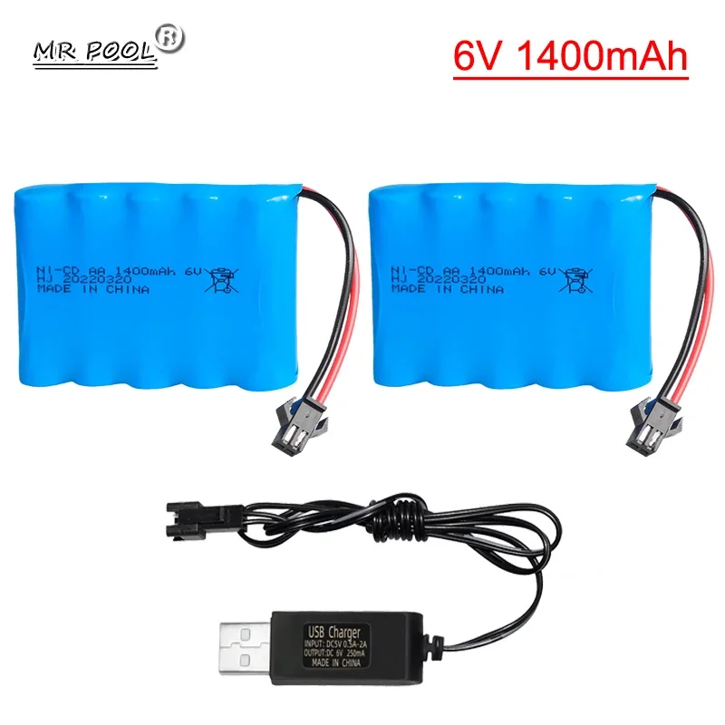 

6V 1400mAh Ni-CD AA battery with SM-2P plug For Remote Control Toys Cars Trucks Tank Guns Spare Parts AA Ni-CD Battery pack