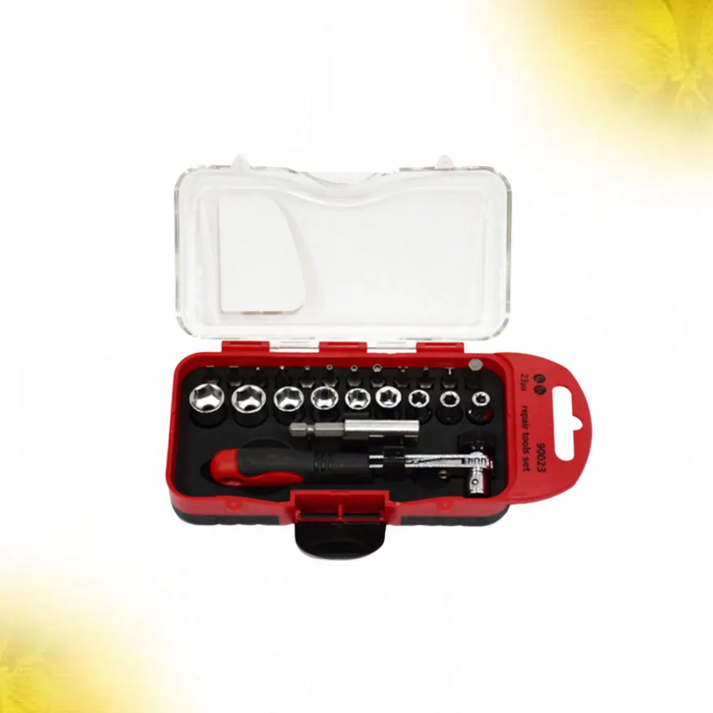 

23Pcs Socket Set Ratchet Screwdriver Extension Rod Quick Release Repair Tool Kit for Car Motorcycle Home Appliance
