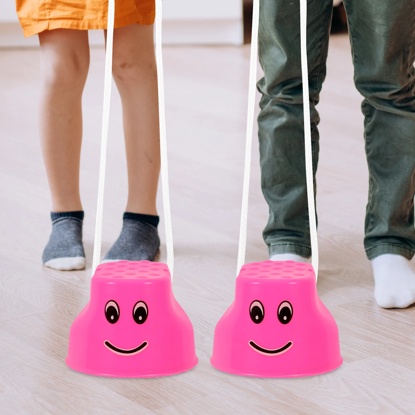 

4pcs Smiling Stilts Children Balance Training Toys ange Children Stilts Toy Yellow Stepper