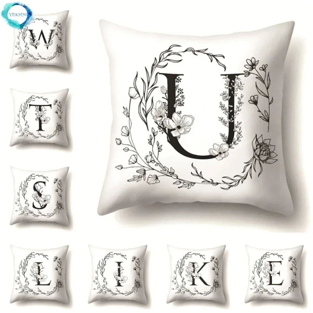 Polyester Decorative Pillow Cover Nordic Style Letter Wreath Kussenhoes Sofa Seat Car Pillowcase Home Decor Cushion Cover