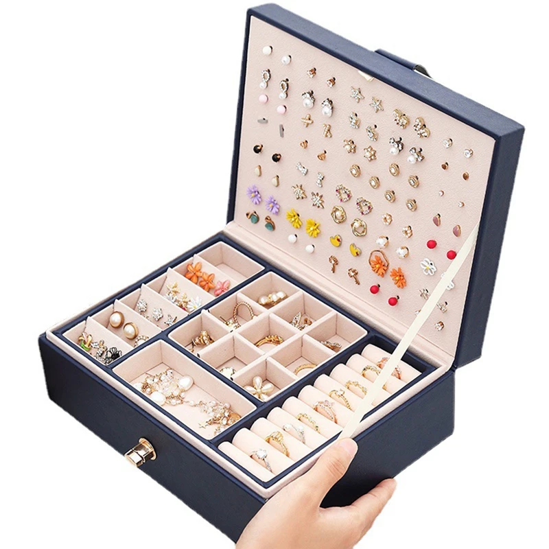 B-M Jewelry Boxes Organizer Stud Earring Organizer For Women Girl Mens Necklace Holder Organizer Bracelet Storage Case