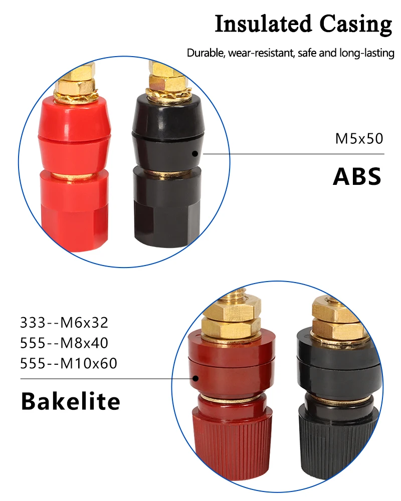 Messing-Bindungsklemmen-Set M6/M8/M10 Hochstrom-Anschlussklemmen für Wechselrichter, Schweißgeräte, Batterien, Verstärker, Lautsprecher – Detail 4