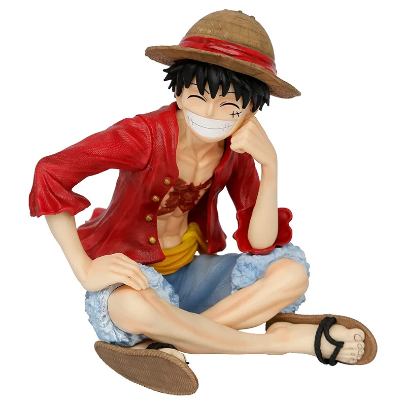 Anime Luffy smiley face holding hand anime action doll model gift children's collectible doll 12CM