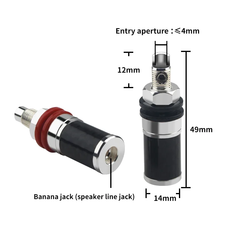 Terminal decodificación de amplificador de fibra de carbono Chapado en plata, poste de encuadernación de cobre, conector Banana, accesorio de Audio, 4 Uds.