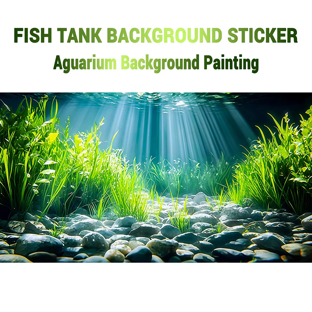 Aquarium-Hintergrund, Hintergrund für Fischbecken, Stein-Wasserpflanzen, Aquarium-Dekoration, selbstklebender 2D-Flachsticker für die Vorderseite
