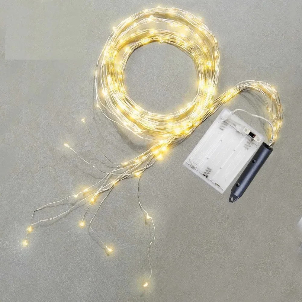 100 LED Waterfall Vine Tree String Lights Battery Fairy Lights for Tree Holiday Christmas Tree BackDrops Garland Decoration