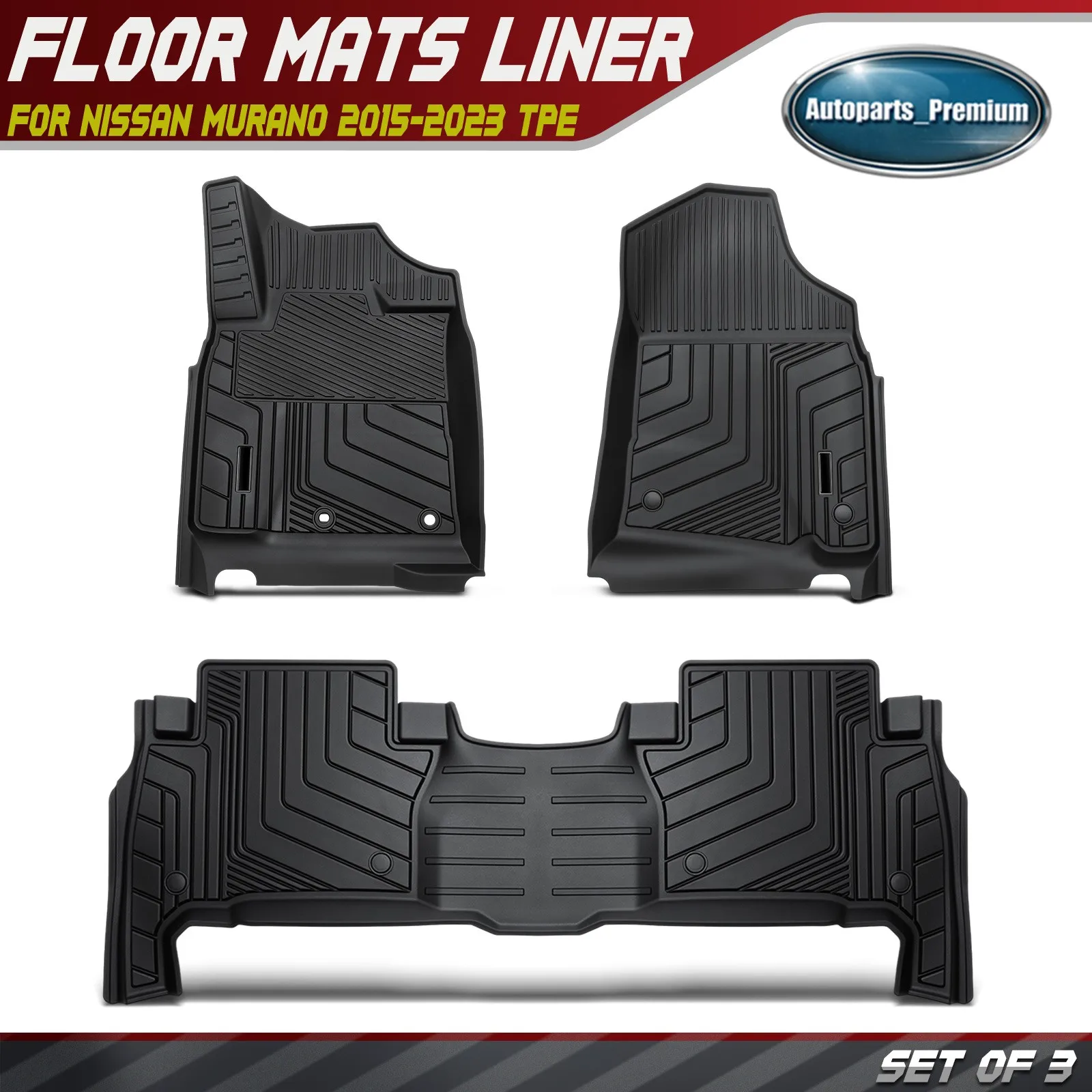 

3x Front & Rear Floor Mats Liner for Toyota Land Cruiser 2010-2020 SUV 5-Seats
