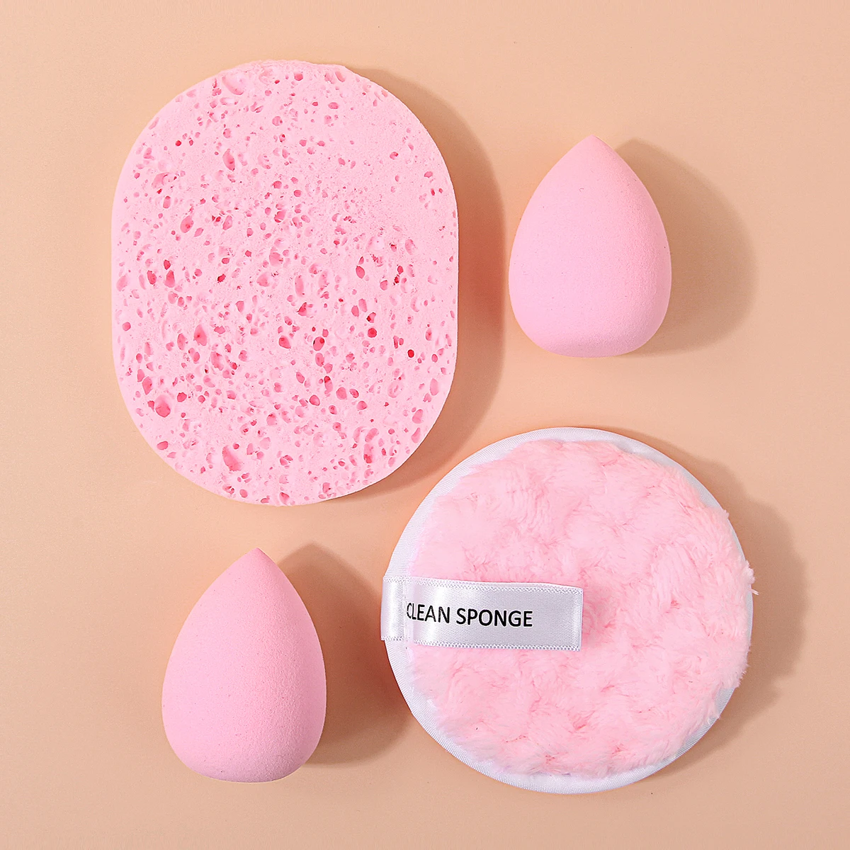 4Pcs Facial Cleansing Sponge Makeup Tool Set,Soft Skin‑Friendly Sponges for Daily Skincare,Makeup Removal&Foundation Blending