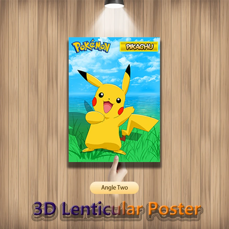 Affiche lenticulaire 3D Pokemon Anime Charizard Pikachu Bulbasaur Come Alive avec des effets 3D incroyables Impression d'art mural (sans cadre)