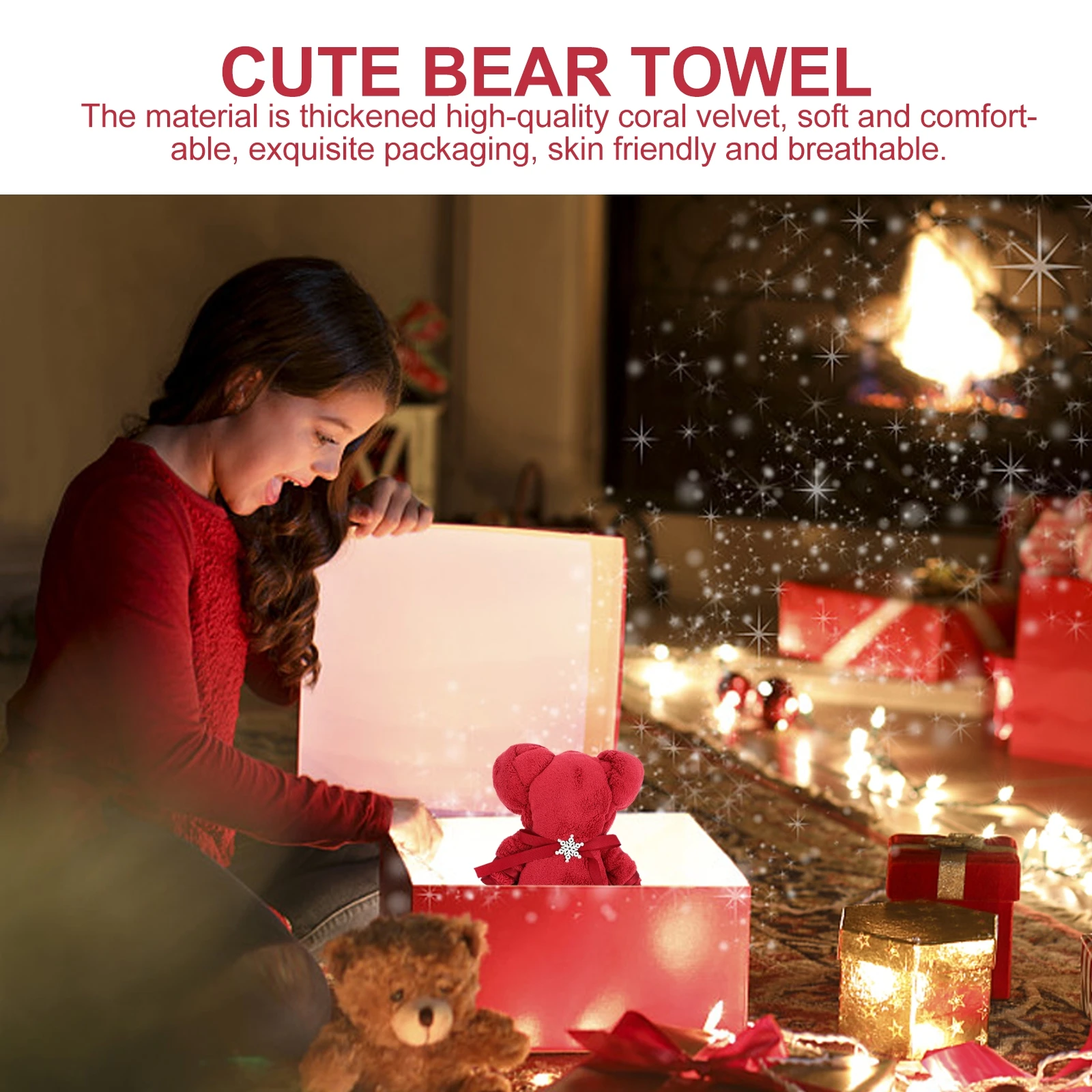 

Coral Fleece Bear Soft Washcloth Gift For Christmas Wedding Party Home Hotel Decor Xmas Towel Decorative Towel Lovely Party Gift