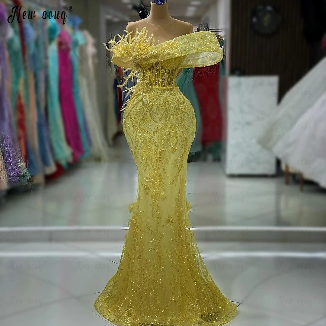 Women Yellow Vestidos De Fiesta Chic Mermaid Floor Length Evening Dress for Wedding Party Newest Celebrity Influencer Dresses