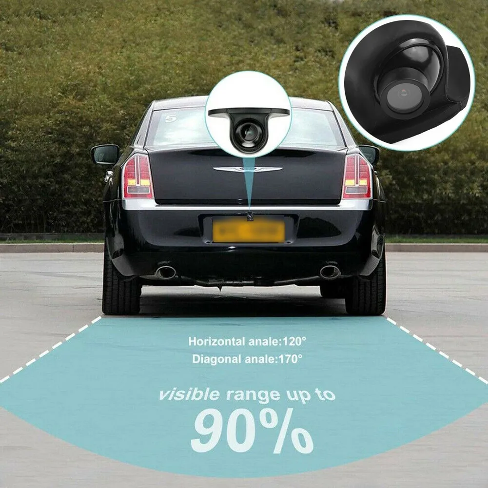 Car Rearview Camera Supporting For 360 Degree Rotation and 170 Degree Fisheye Lens for Front Side Rear View and Parking Safety