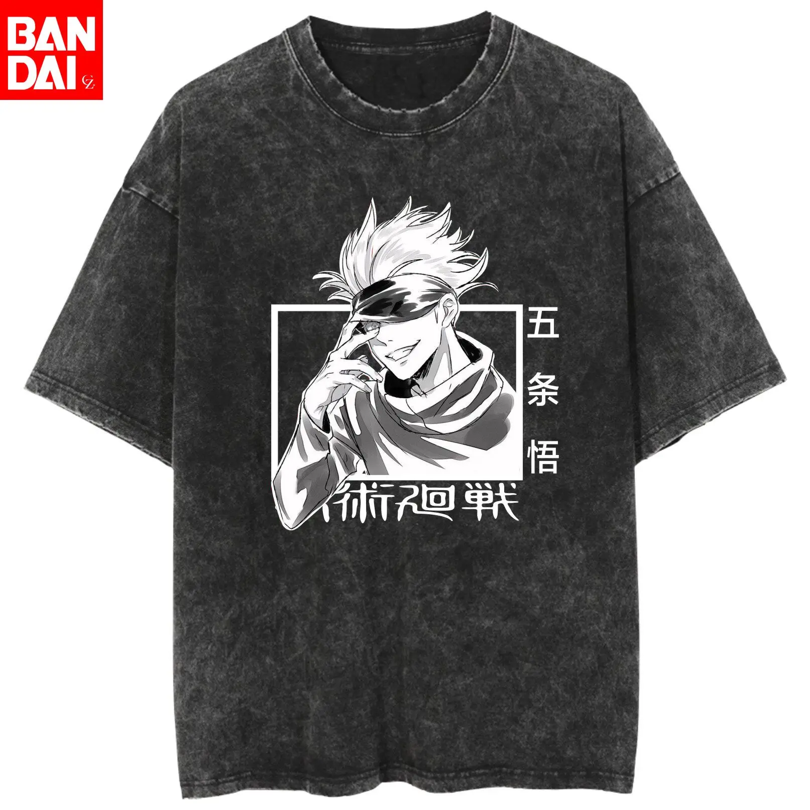 Jujutsu Kaisen Hauptfiguren Lässiges Streetwear Vintage Washed T-Shirt 2026 Oversized Streetwear Anime Grafik-T-Shirt für Herren und Damen