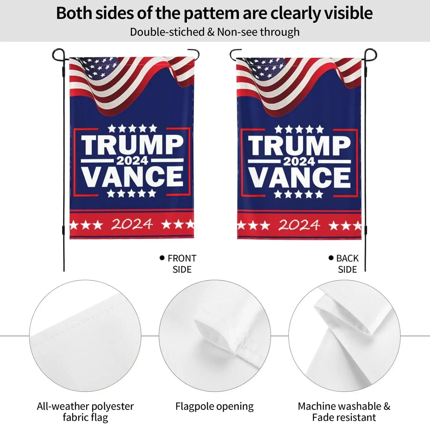 Trump Vance 2024 Flag, Trump Vance 2024 Garden Flag Small Garden Flag 12x18 Double Sided Seasonal Garden Flag For Home Garden Pa