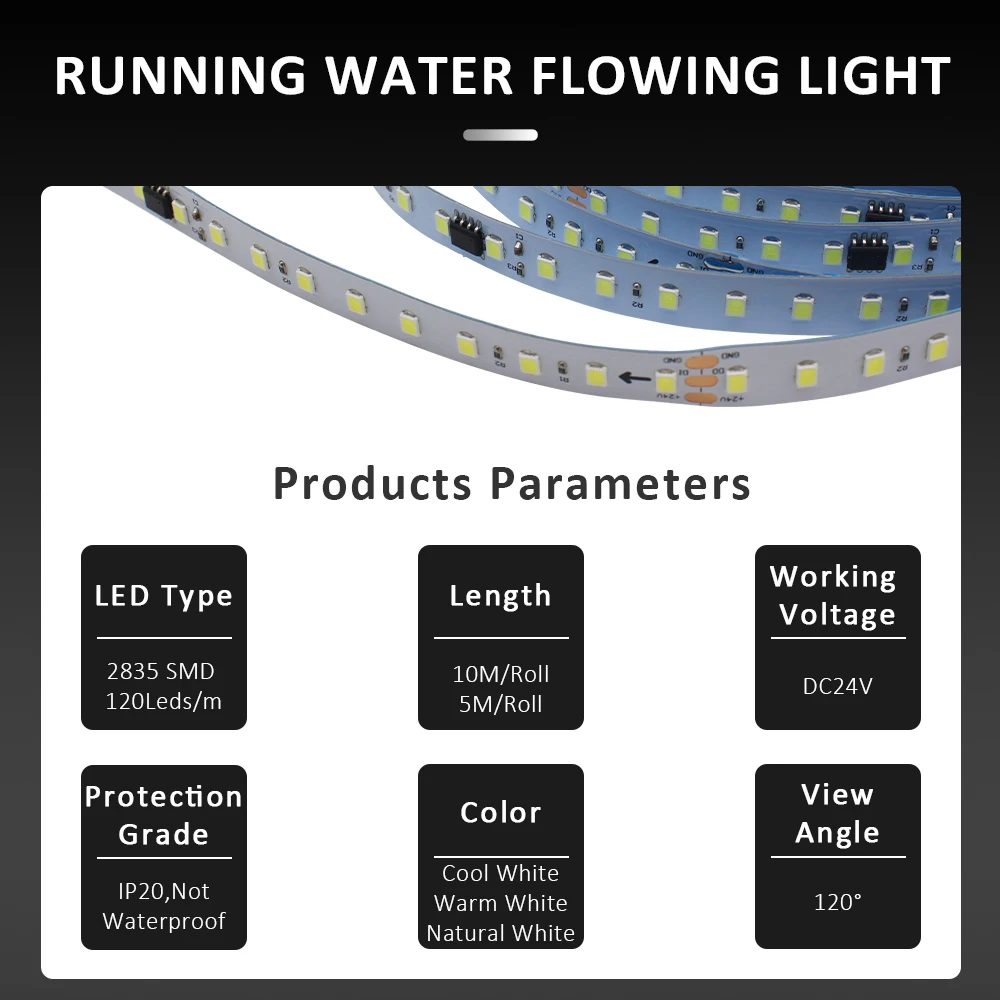 Bluetooth PIR Motion Sensor Water Flow LED Strips 24v SMD2835 10M 20M Horse Race Tape Lamp Ribbon Light for Stairs 30s Delay Off