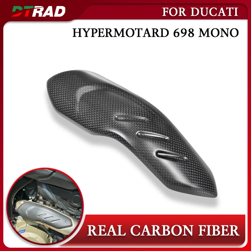 For DUCATI Hypermotard 698 Mono RVE 2024 2025 Carbon Fiber Right Exhaust Hood Shield Heat Insulation Cover Protection Fairing