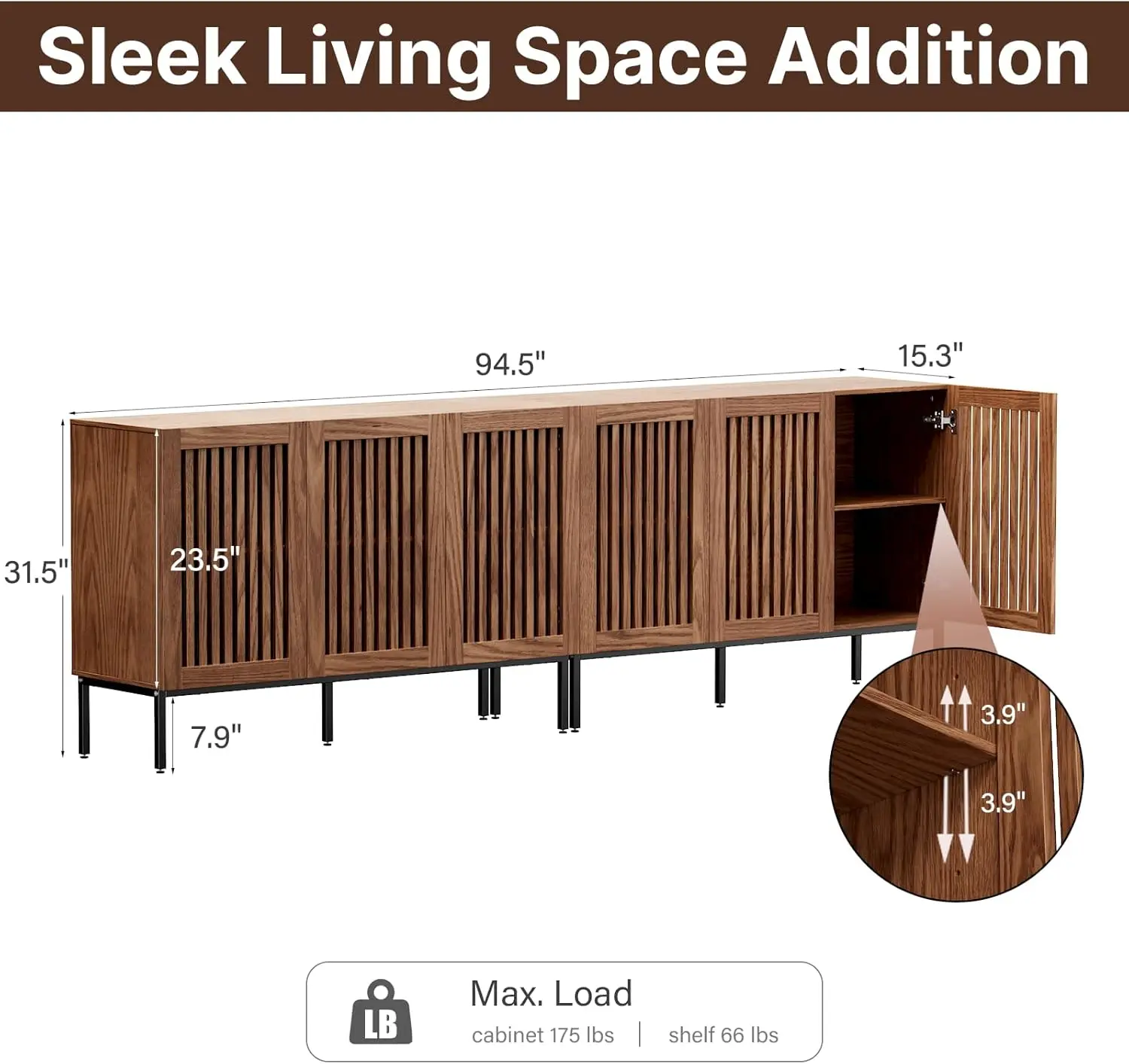 Armoire de rangement d'appoint avec portes, armoire de planche autoportante, cabine de buffet moderne, étagère réglable, ensemble de 2,3