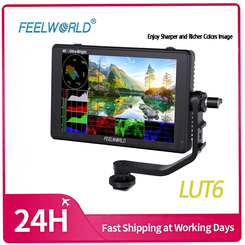 EELWORLD LUT6 6-дюймовый сенсорный монитор для DSLR-камер с яркостью 2600 нит |   4K HDMI вход/выход, 3D LUT, HDR, визуализация формы сигнала, хроматограмма, фокусировка