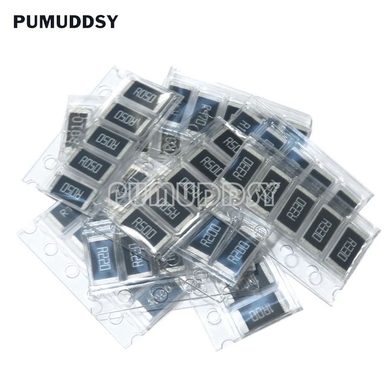 50PCS 1% 2512 SMD ערכת דוגמאות נגד 10ValueX5PCS = 50pcs 1R00 R500 R470 R330 R220 R200 R150 R100 r050 R010