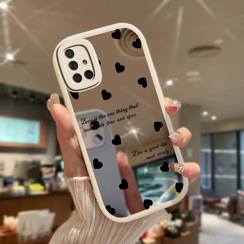 Mirror Silicone Case For Samsung Galaxy A05 A05S A10S A20S A21S A30 A30S A70 A11 A31 A51 A71 A03 A03S A04 A04E Love Heart Cover