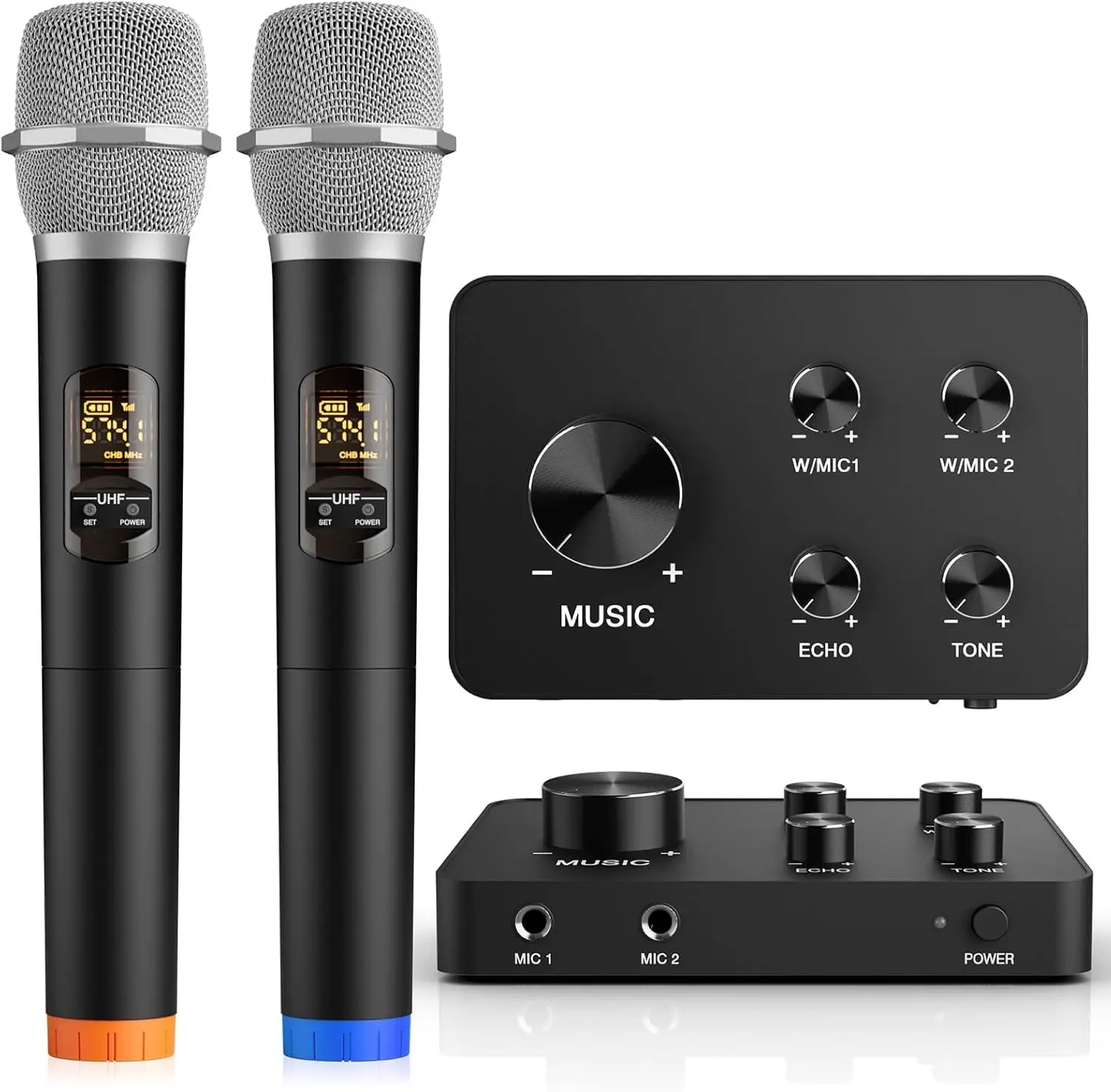 

Professional Karaoke Wireless Microphone System Mixer Receiver Supports 2.0 Channel Audio Transmission ECHO REVERB HD TV PC
