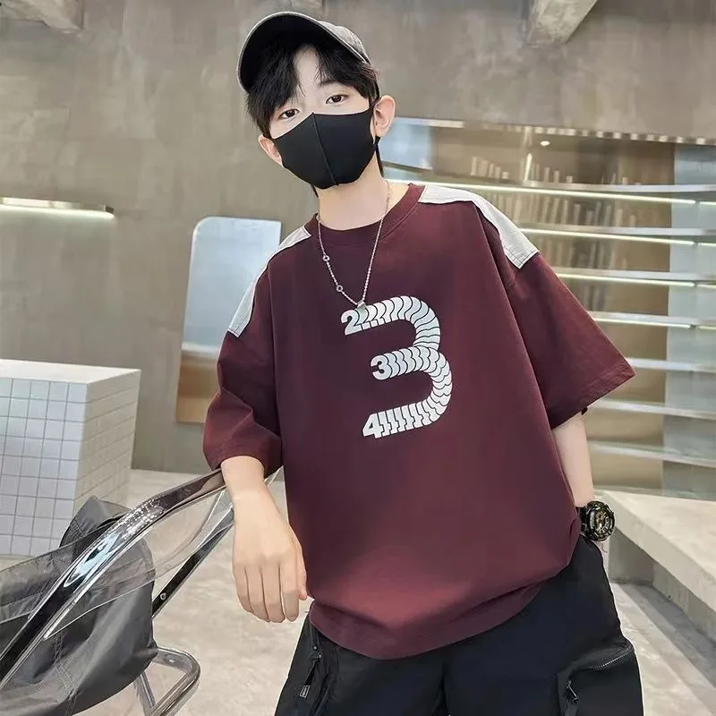 

Детская летняя футболка с коротким рукавом, 100% хлопок, дышащая, с графическим принтом, модная повседневная одежда для детей, ретро-стиль, летняя одежда