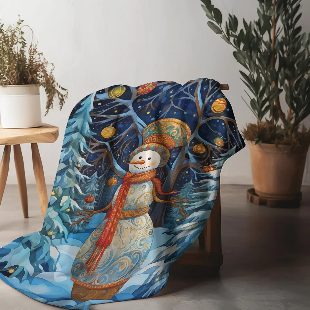 

Tuniu зимнее одеяло со снеговиком, диван-кровать, декор комнаты, теплое флисовое одеяло, подарок