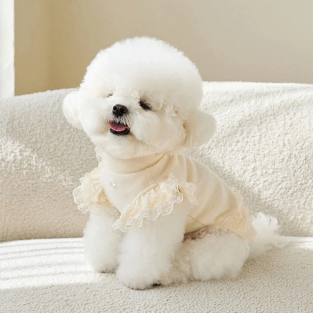 

Comfortable Lace Pet Summer Vest Flying Sleeve Soft Cat Base Skirt Breathable Cat T-shirt Puppy