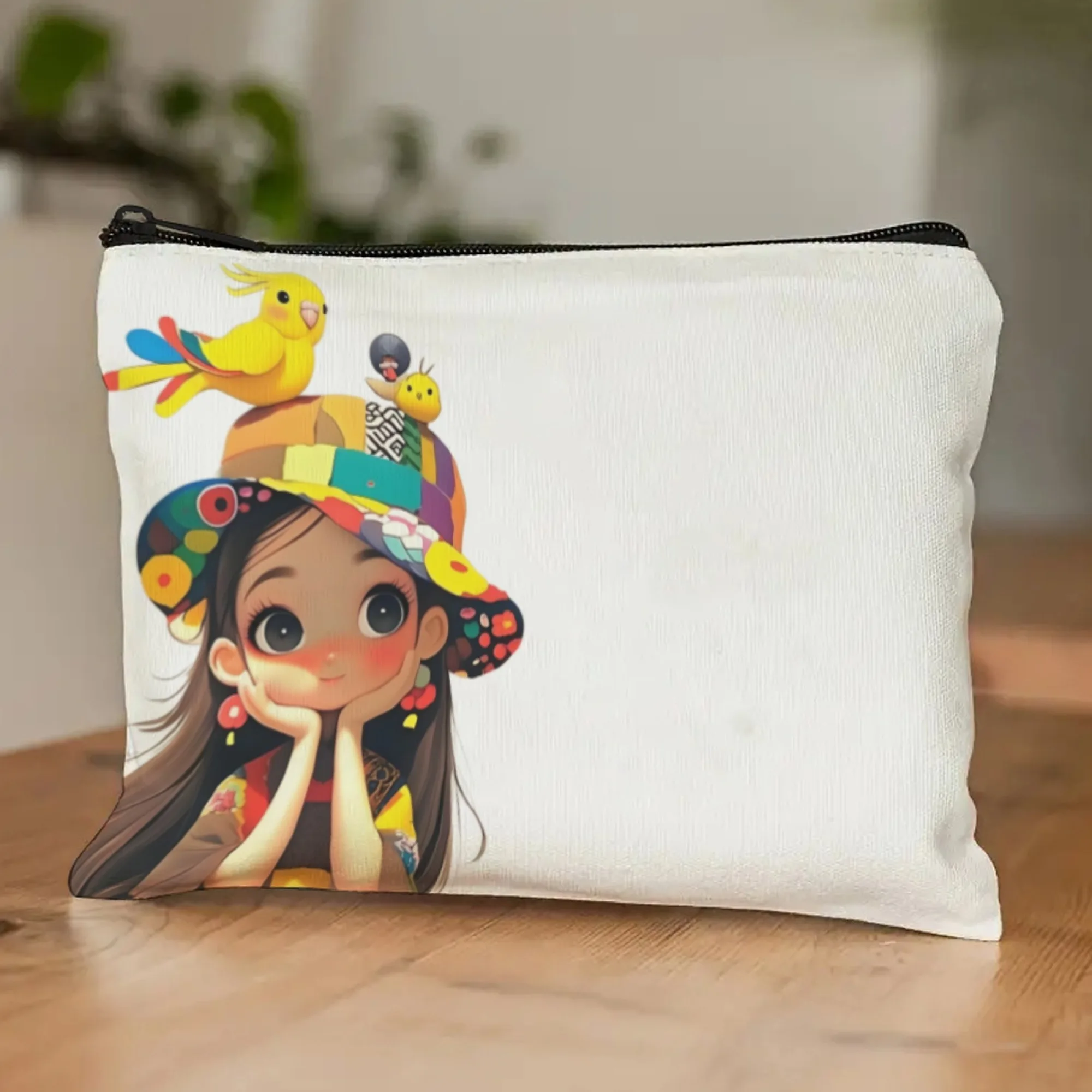 Borsa per il trucco per ragazza carina Borsa per cosmetici per ragazza uccello Regali di Natale di compleanno per le donne Borsa da viaggio per trucco da toilette con cerniera