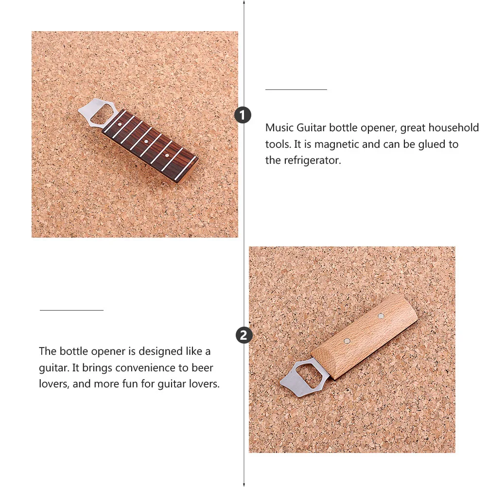 

Guitar Handle Bottle Opener Music Shaped Magnetic Wooden Creative Beer Keychain Lightweight Compact Household Tools