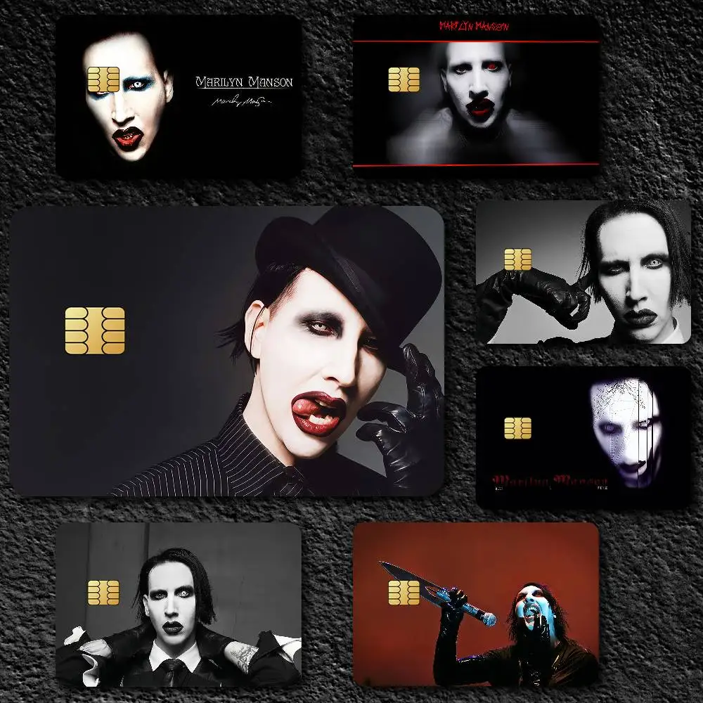 Signer m-marilyn Manson música película impermeable pegatinas de tarjetas de piel cubierta de crédito 4 Uds decoración frontal de débito pase de autobús bancario