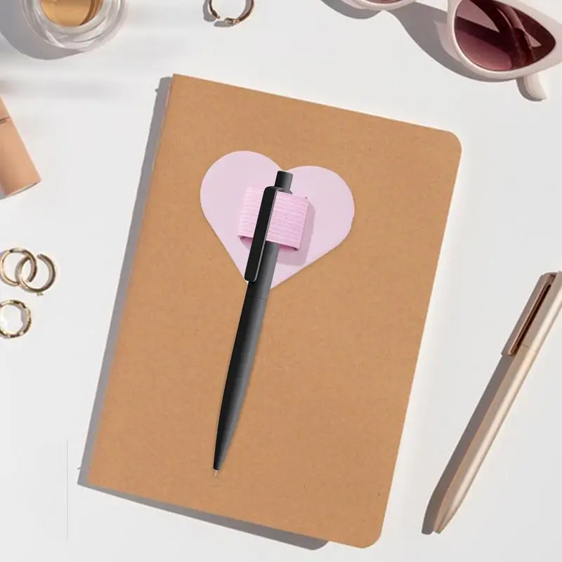 Pen Clip Holder Pencil Holder For Binder With Heart Design Adhesive Marker Holder For Desk Clipboard Pen Holder 10 Pcs PU