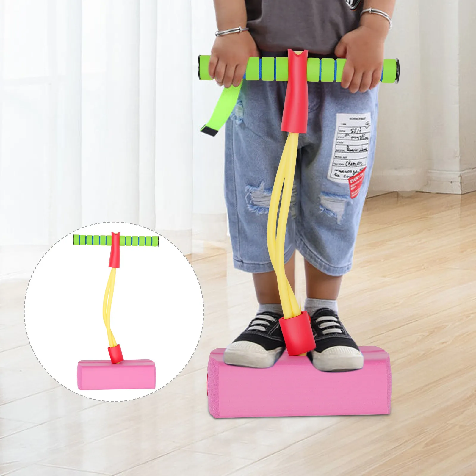 

Kids Toys Bounce Bungee Jumper for Children's Fun Jumping High Device Frog Hopping Rosy Jumpers